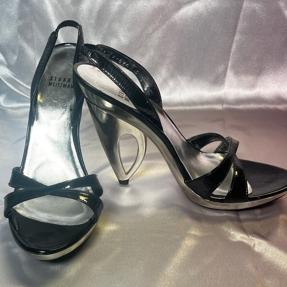 Stuart Weitzman Black and Silver Heels - Picture 3 of 10